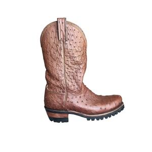Murga Custom Ostrich Cowboy Womens 8/8.5 Brown Lug Sole Western motorcycle Boots